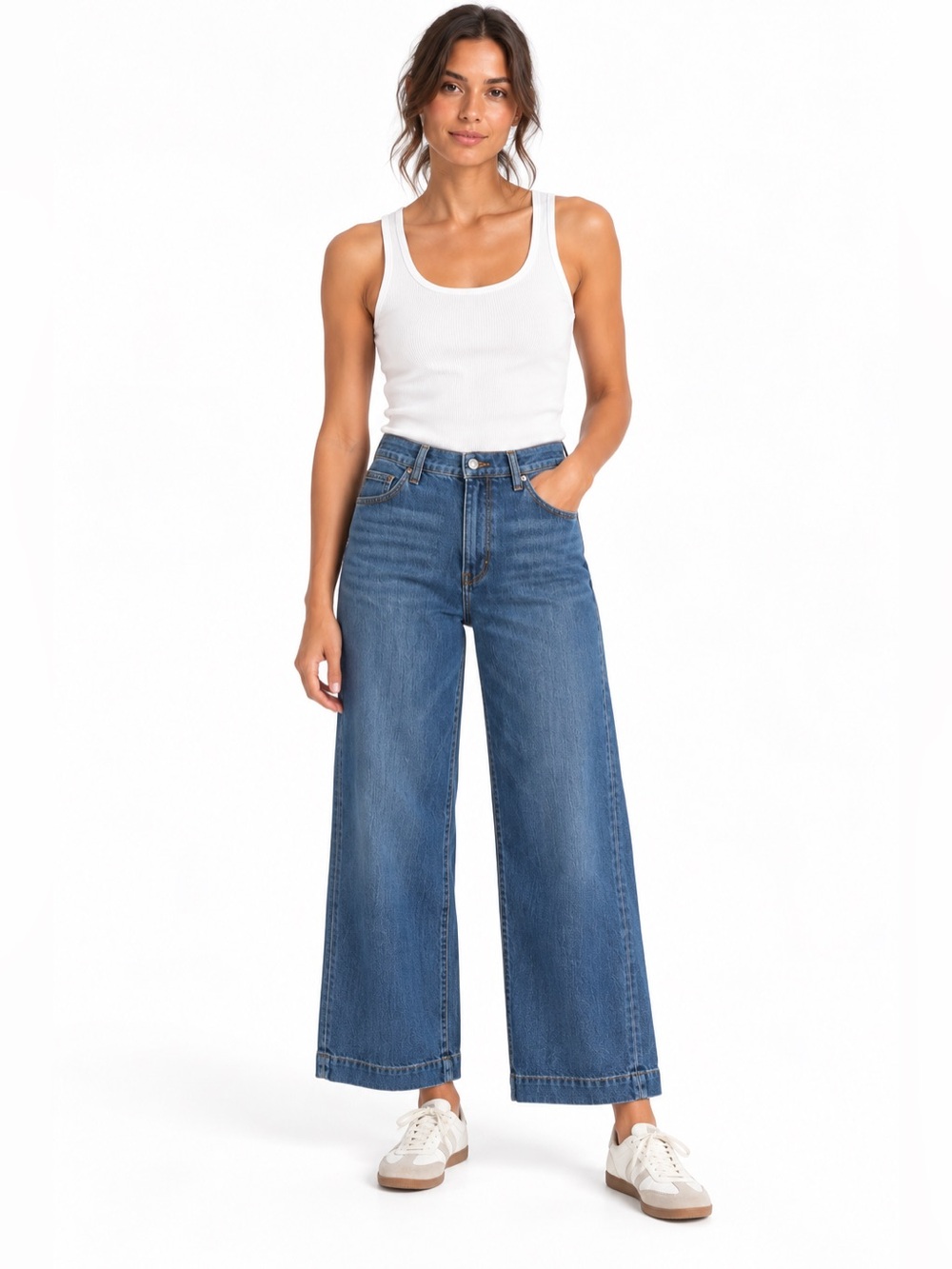 Pilcro High-Rise Wide-Leg Trouser Jeans Medium Wash Size 29
